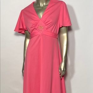 1970s Barbie Pink Jeweled Disco Dress